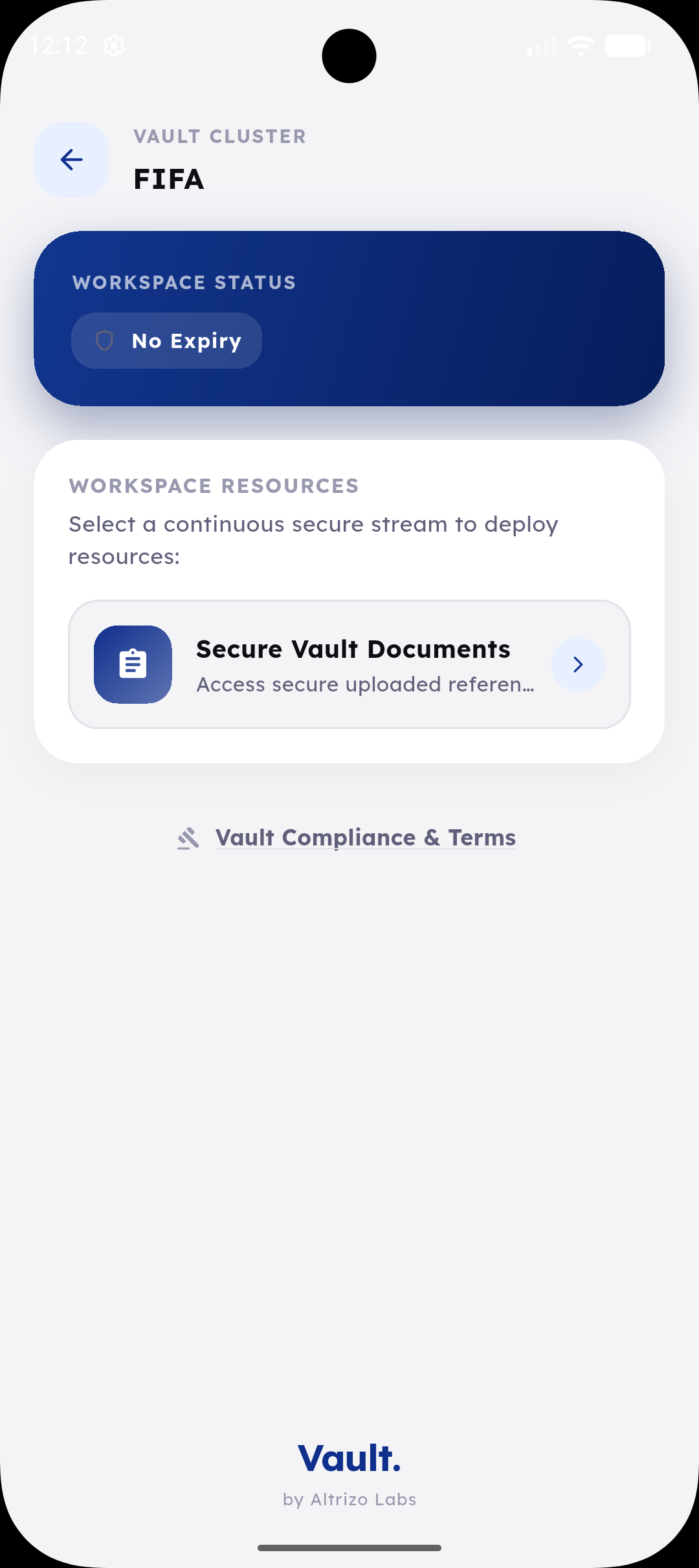 Vault folder view with organised resources